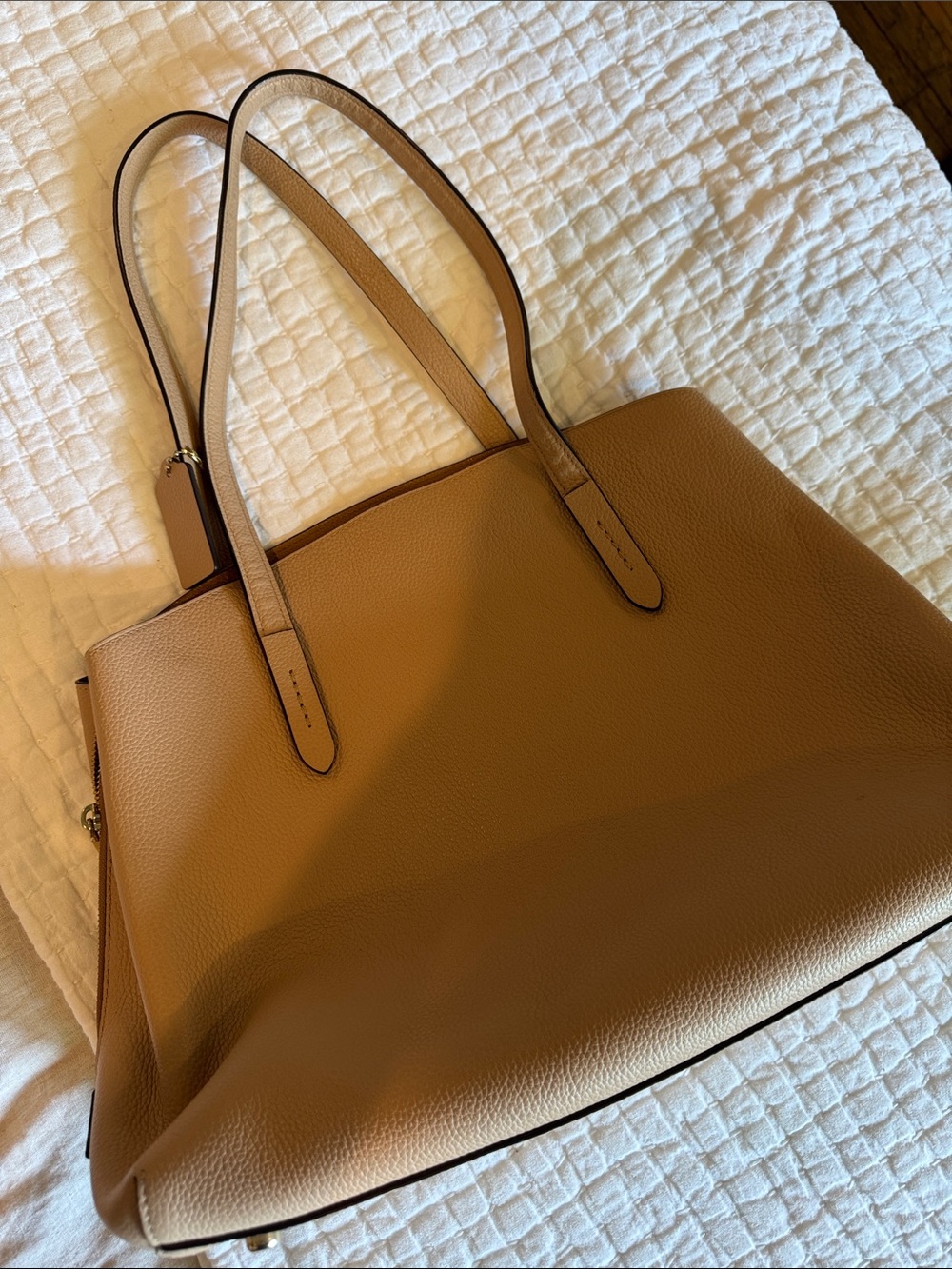 Coach Pebbled Leather Tote in Tan - Picture 6 of 12